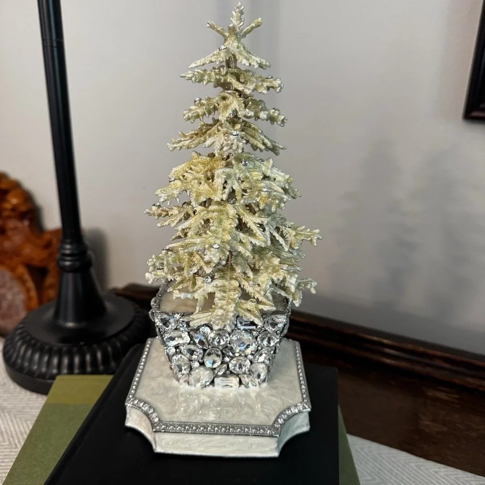 Olivia Riegel‎ Flocked Swarovski Crystal Pewter Christmas Tree Stocking Holder